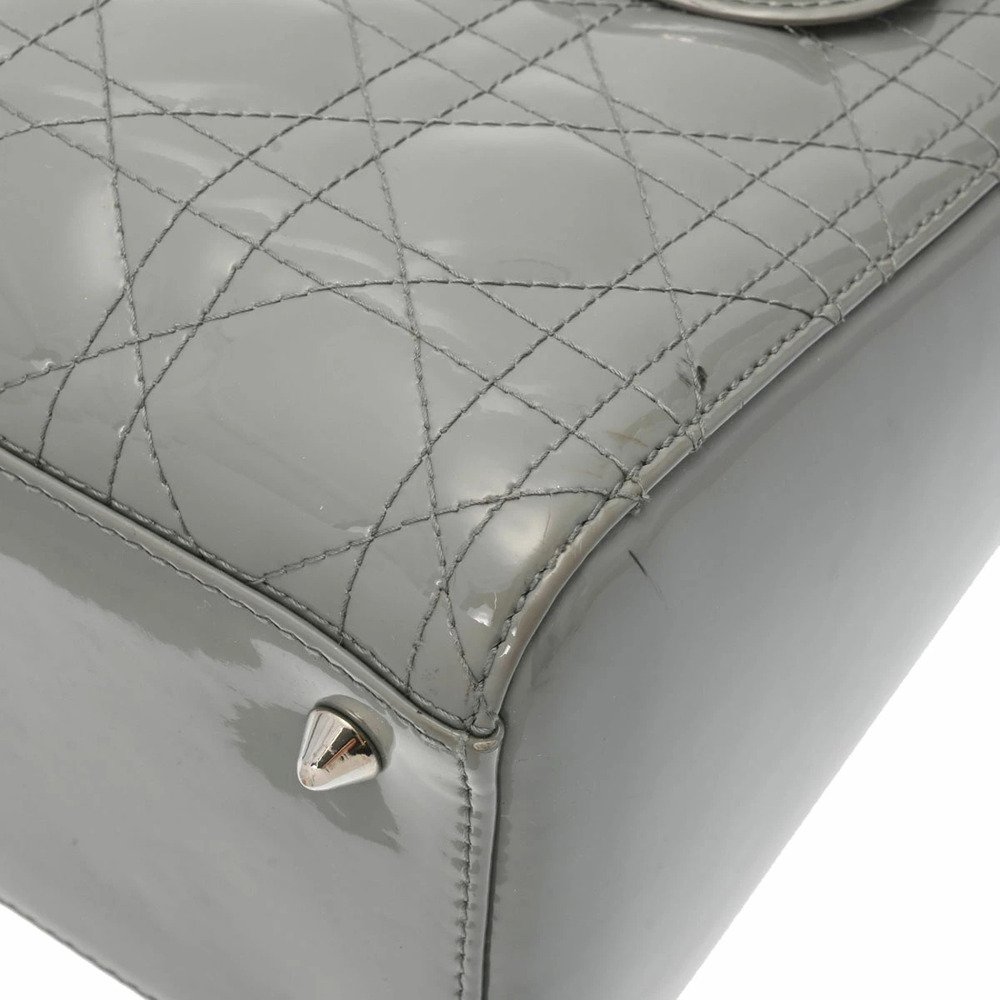 Christian Dior Lady Dior | Gray Enamel Patent Leather Handbag — view 5