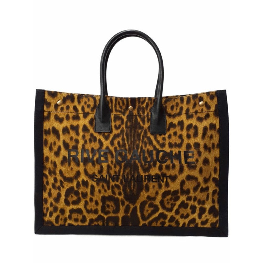 Saint Laurent Rive Gauche Tote | Leopard Print Canvas Shopping Bag