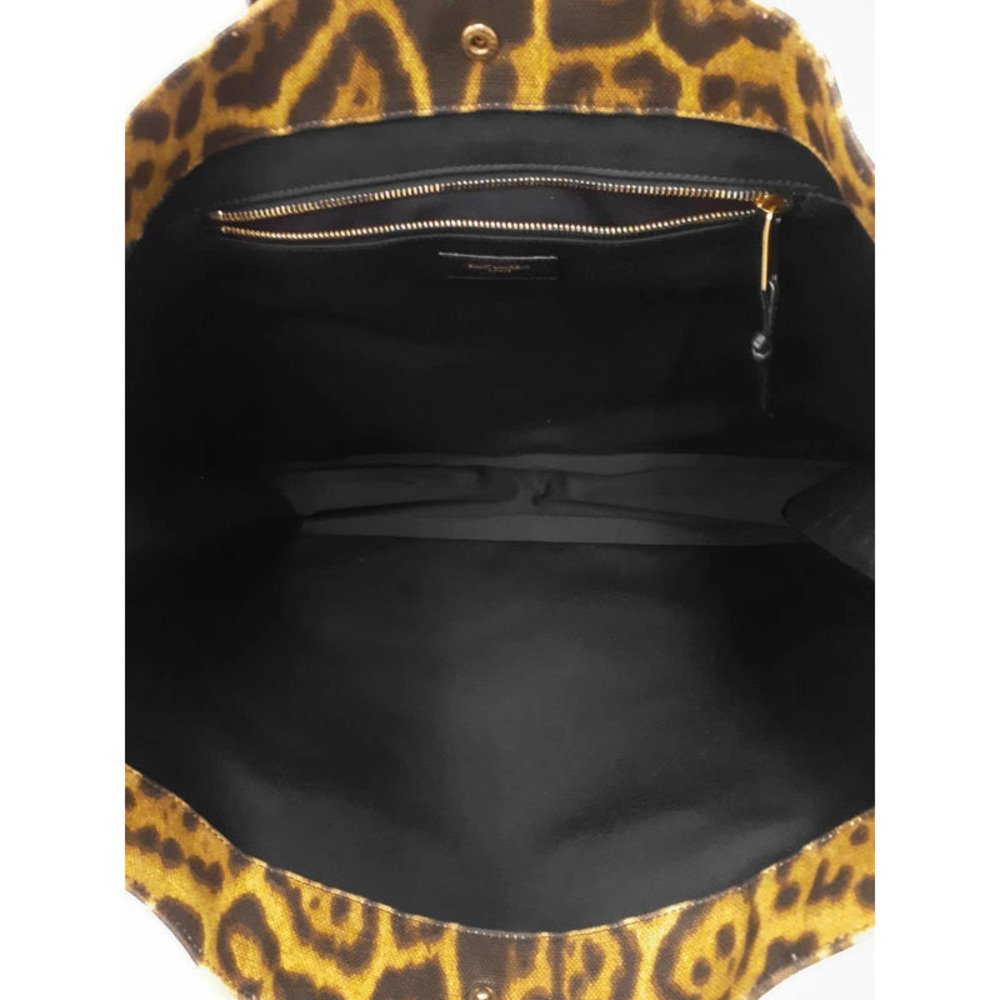 Saint Laurent Rive Gauche Tote | Leopard Print Canvas Shopping Bag — view 3