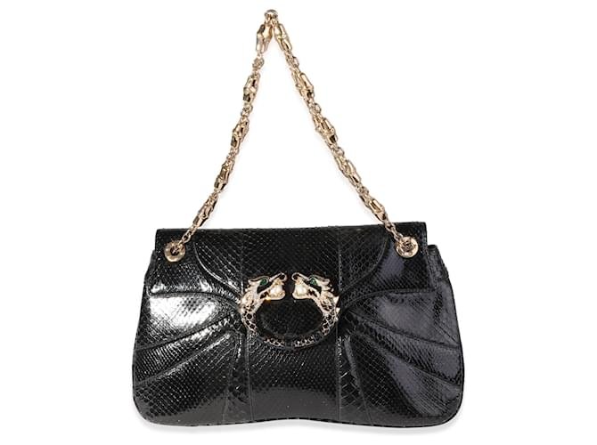 Gucci Limited Edition Tom Ford Black Python Jeweled Dragon Flap Bag