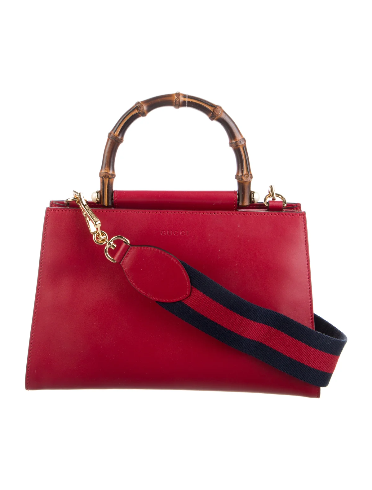 Gucci Nymphaea Top Handle | Red Leather Bamboo Lady Bag