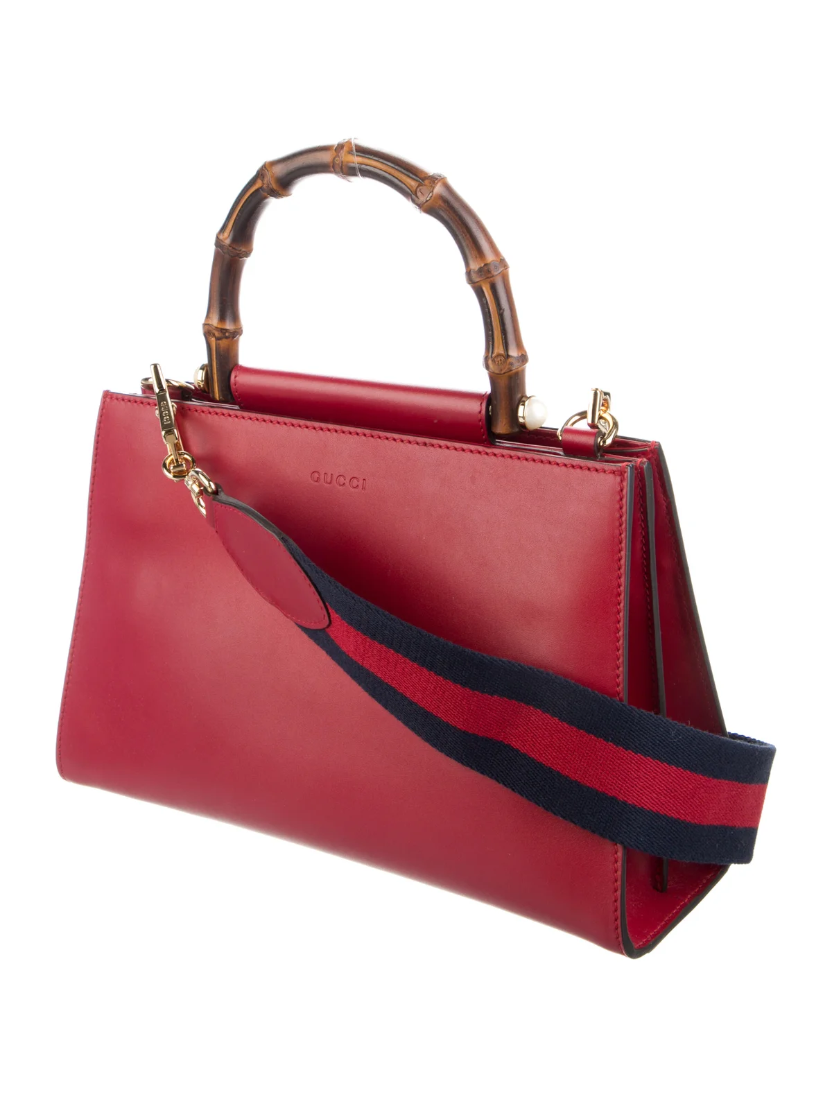 Gucci Nymphaea Top Handle | Red Leather Bamboo Lady Bag — view 3