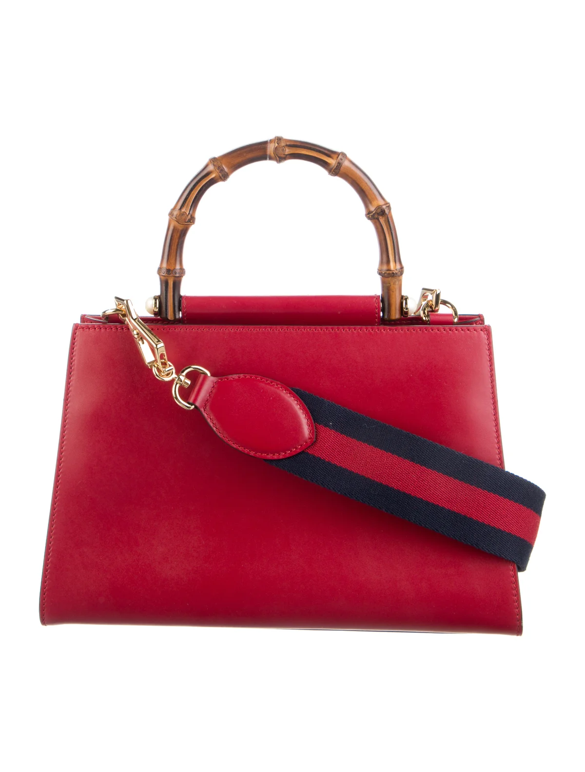 Gucci Nymphaea Top Handle | Red Leather Bamboo Lady Bag — view 4