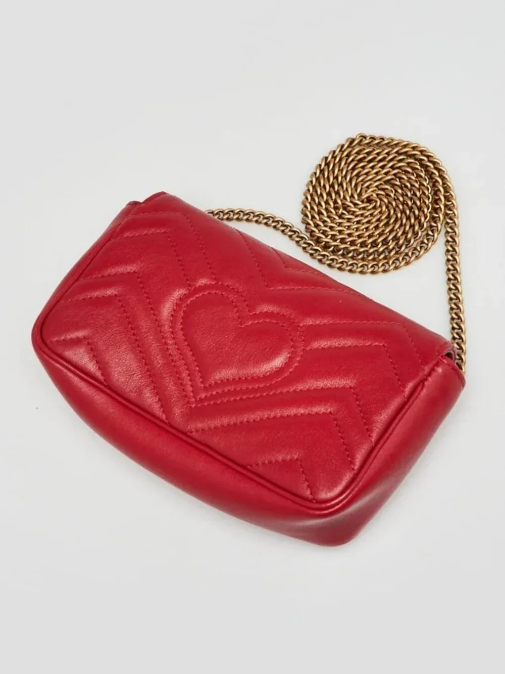 GG Marmont Matelassé Leather Super Mini Bag in Red — view 3