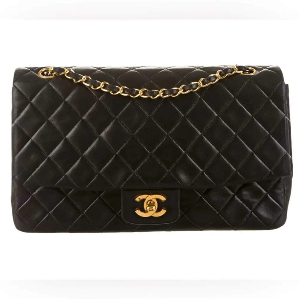 CHANEL Vintage CC Single Flap Bag Lambskin 24K Gold Black Karl Lagerfeld — view 3