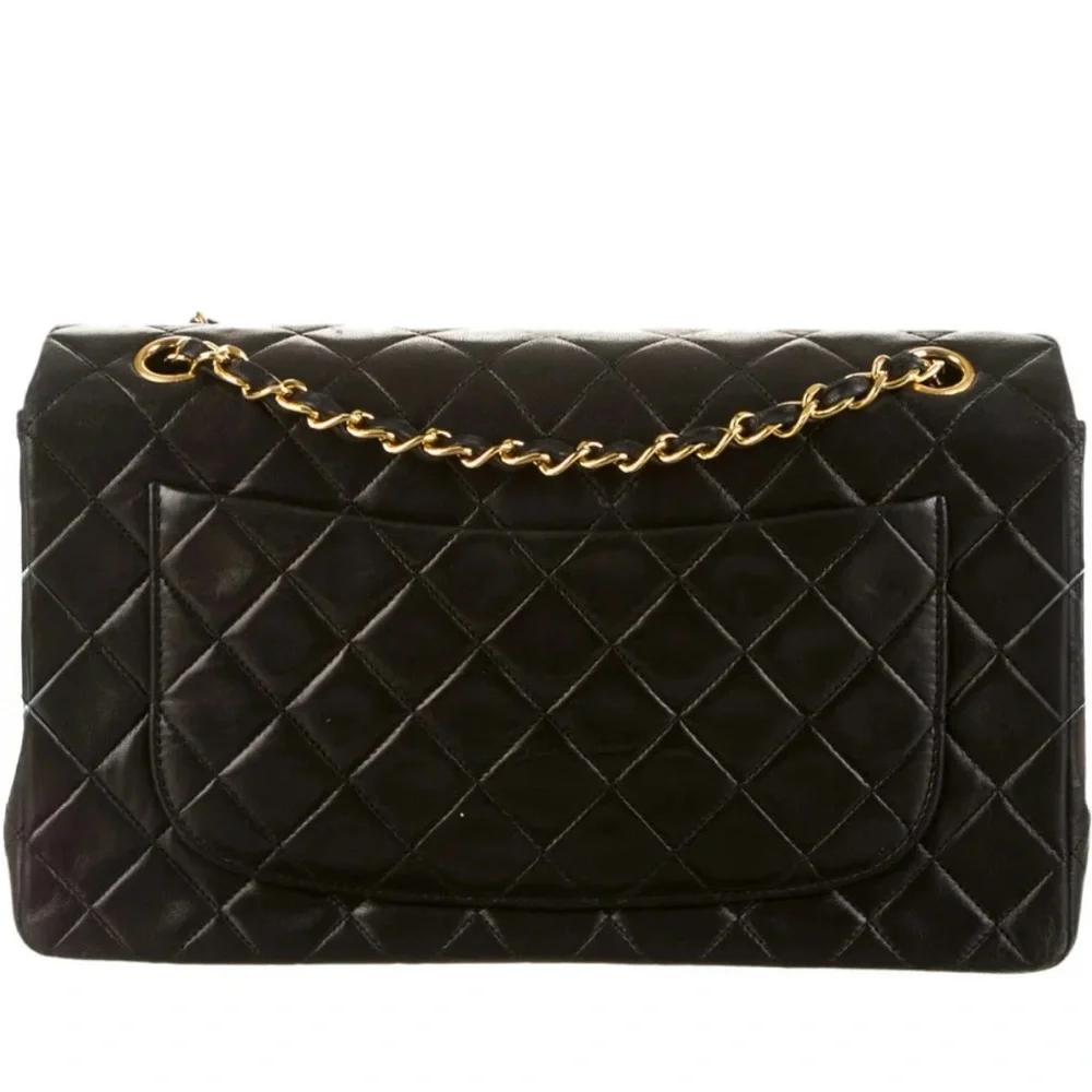 CHANEL Vintage CC Single Flap Bag Lambskin 24K Gold Black Karl Lagerfeld — view 4