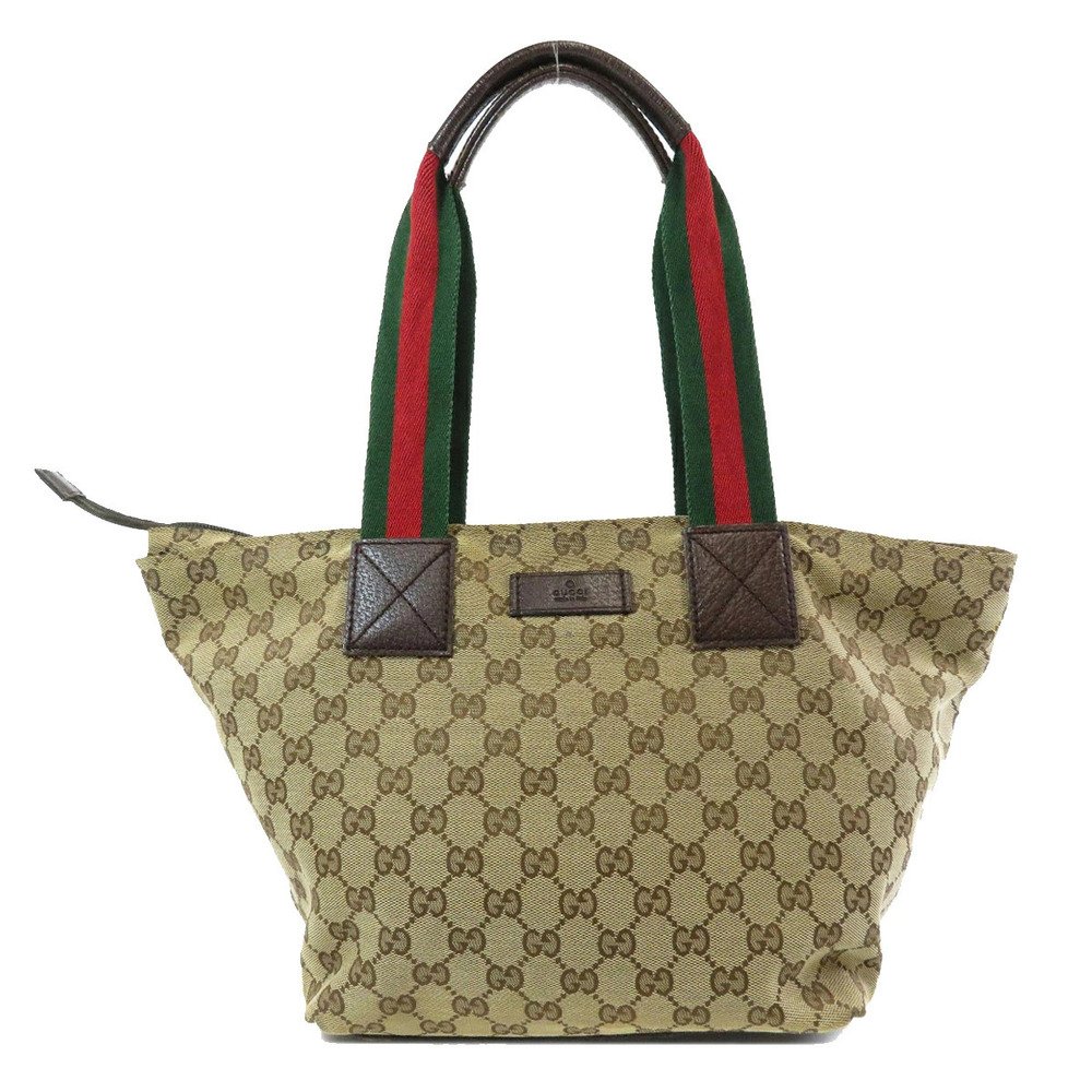 Gucci GG Canvas Web Sherry Line Tote Bag striped Brown
