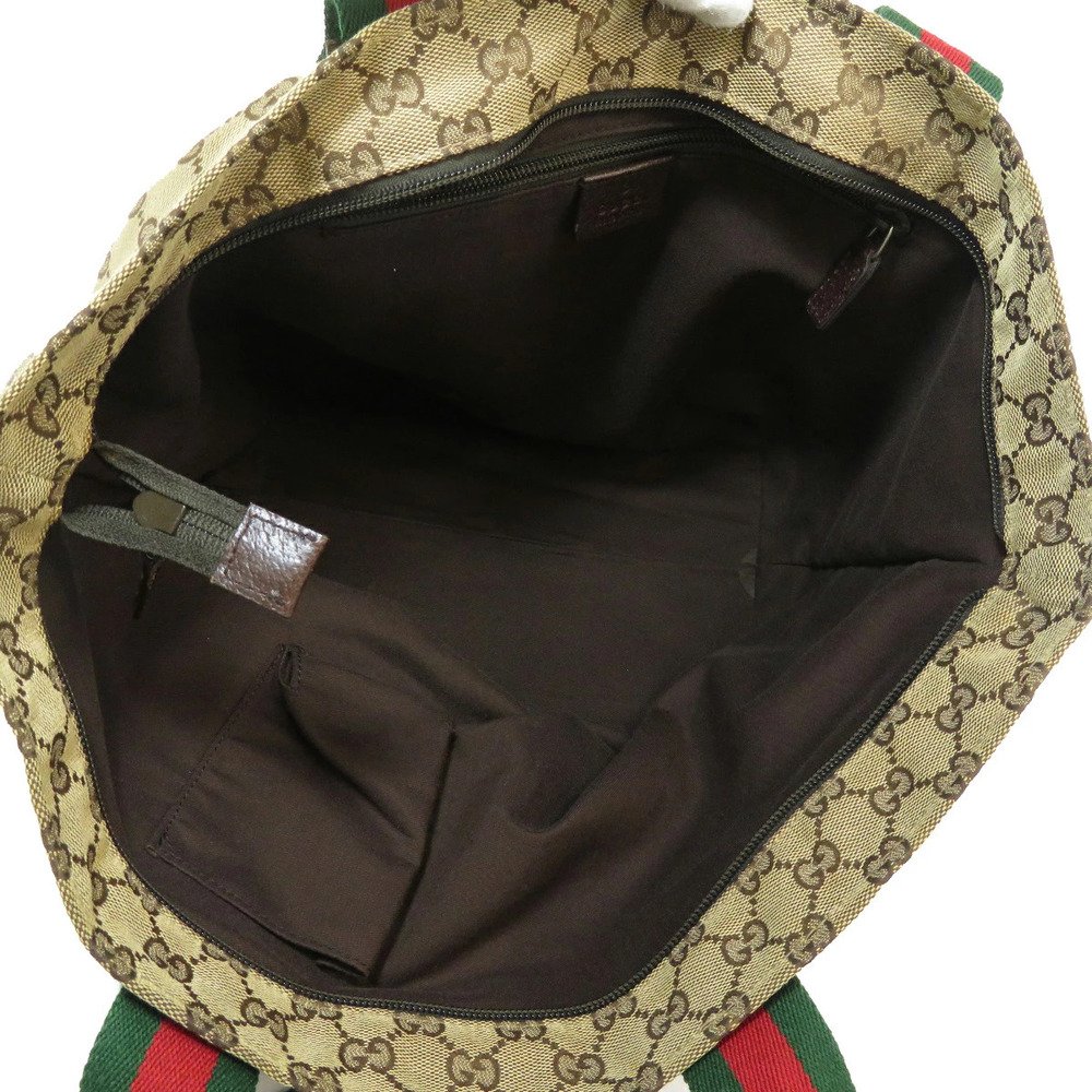 Gucci GG Canvas Web Sherry Line Tote Bag striped Brown — view 5