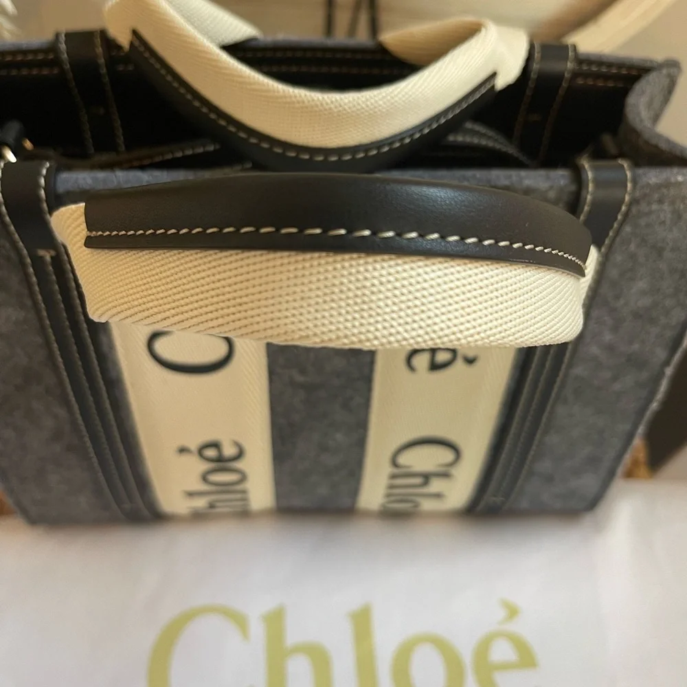 Report Felt Large Woody Ribbon Tote Cashmere Grey — view 3