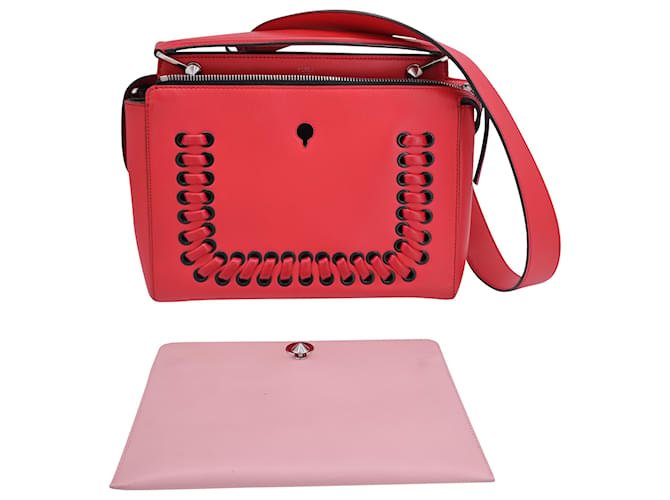 Fendi Dotcom Satchel Bag in Red Leather