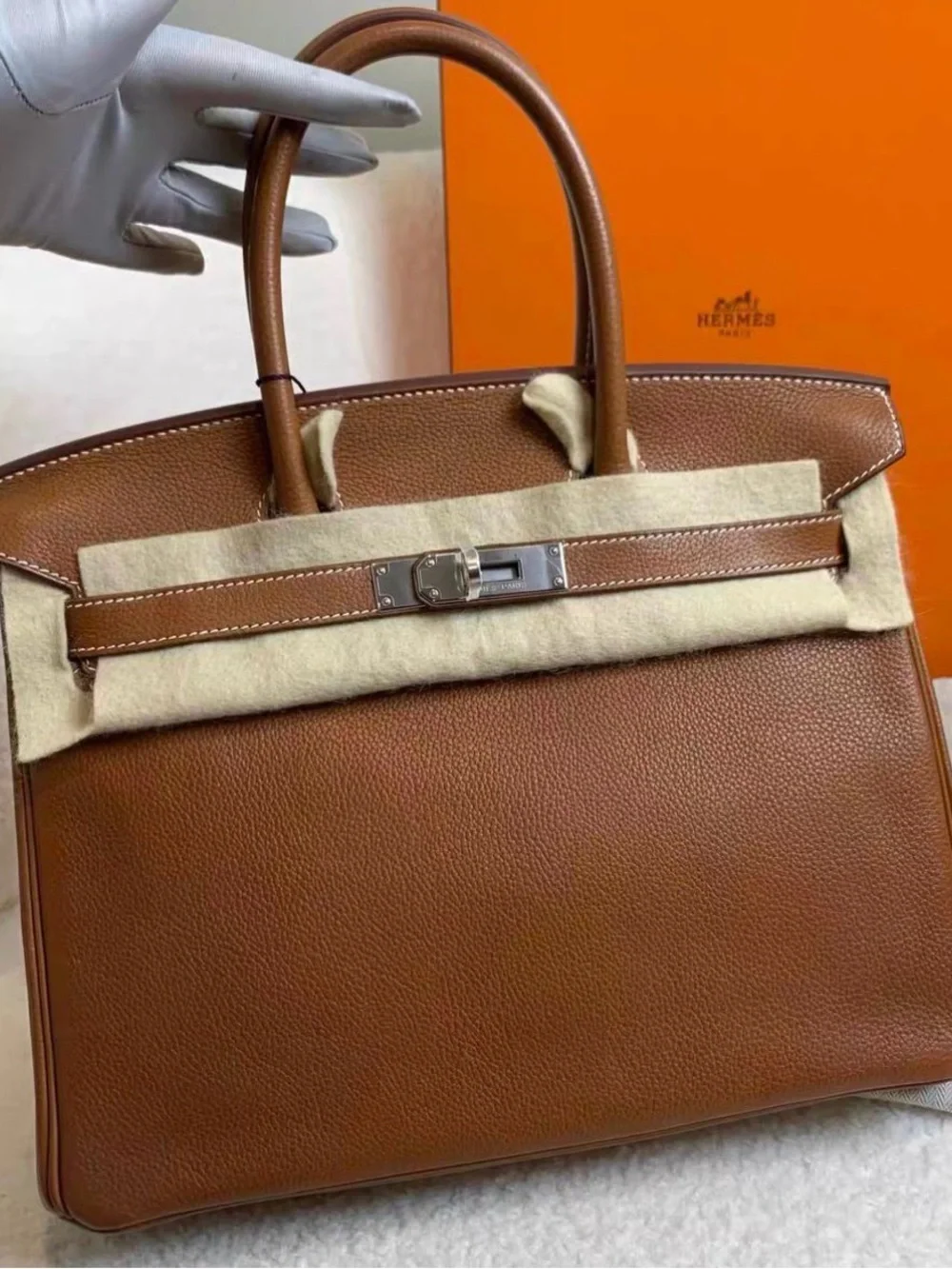 Report Hermes Birkin 30 Barenia leather bag — view 1