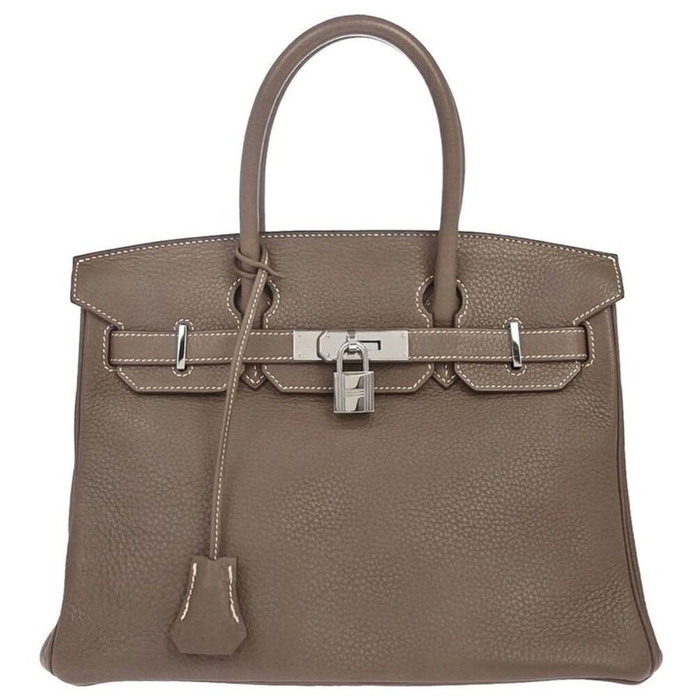 Hermes Birkin Etoupe Taurillon Clémence With Palladium Hardware Gray Calfskin