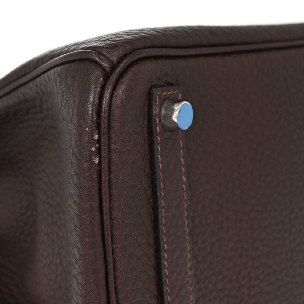 Hermes Hac Birkin Black Fjord With Palladium Hardware Brown Leather Handbag — view 4