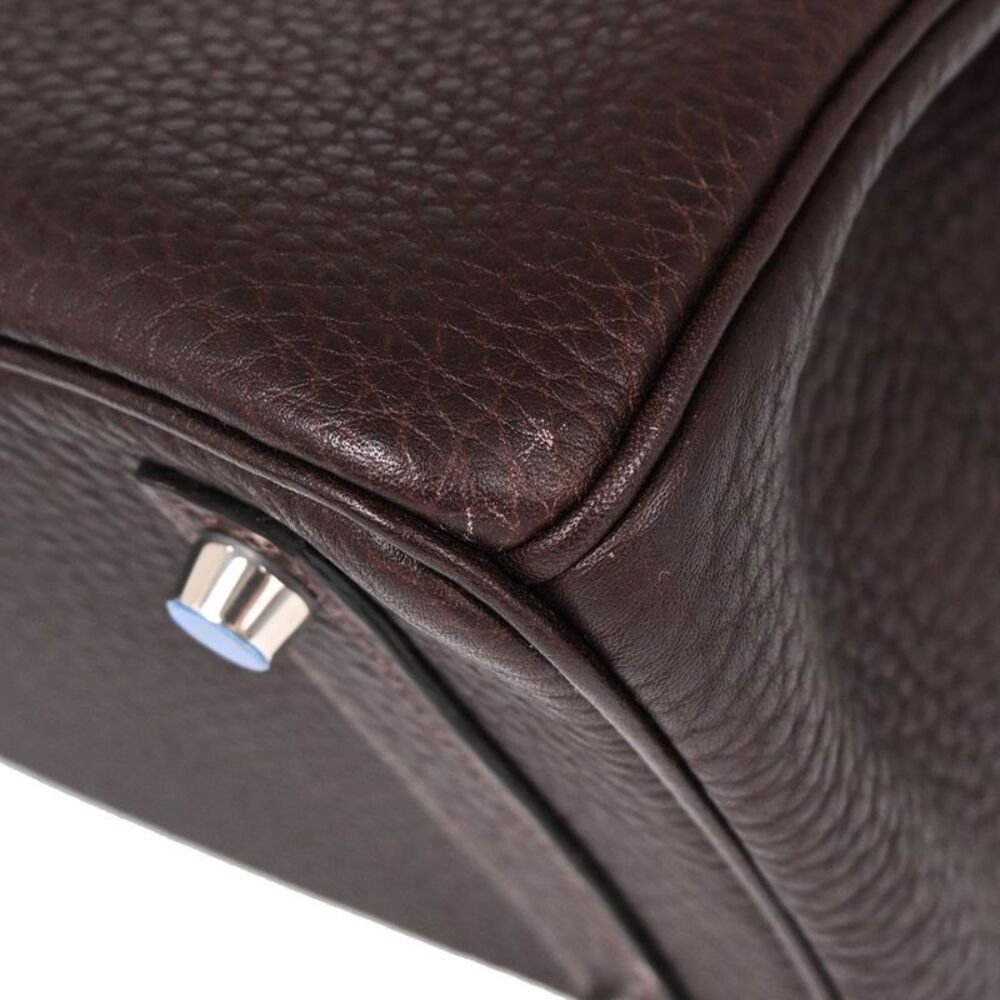 Hermes Hac Birkin Black Fjord With Palladium Hardware Brown Leather Handbag — view 5