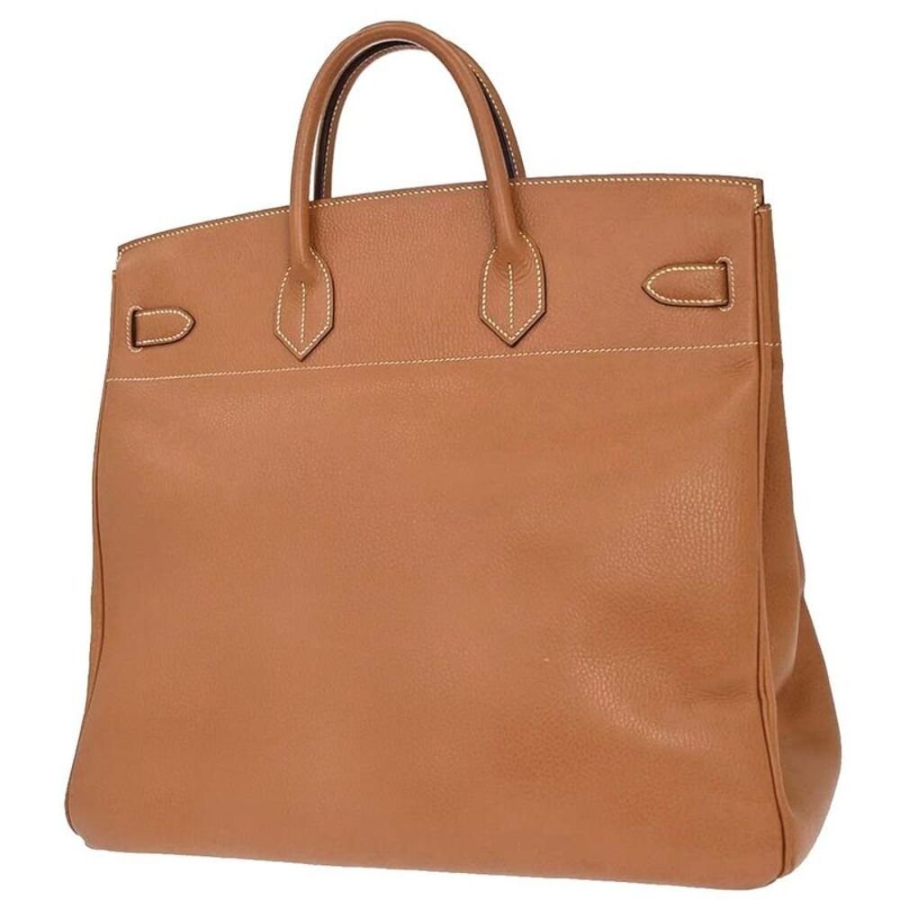 Hermes Hac Birkin Black Fjord With Palladium Hardware Brown Leather Handbag — view 2