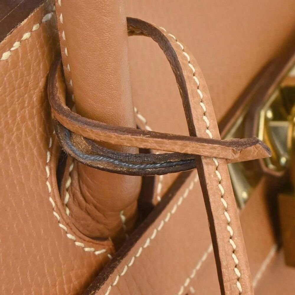 Hermes Hac Birkin Black Fjord With Palladium Hardware Brown Leather Handbag — view 4