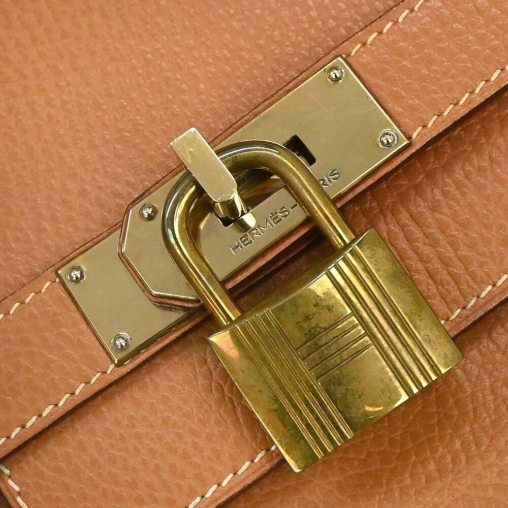 Hermes Hac Birkin Black Fjord With Palladium Hardware Brown Leather Handbag — view 5