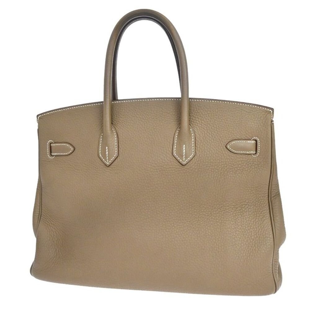 Hermes Birkin Grey Clemence With Palladium Hardware Beige Calfskin Handbag — view 2