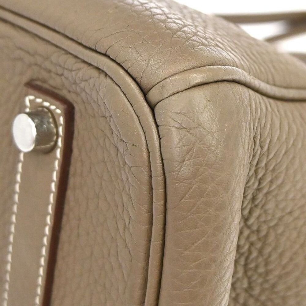 Hermes Birkin Grey Clemence With Palladium Hardware Beige Calfskin Handbag — view 4