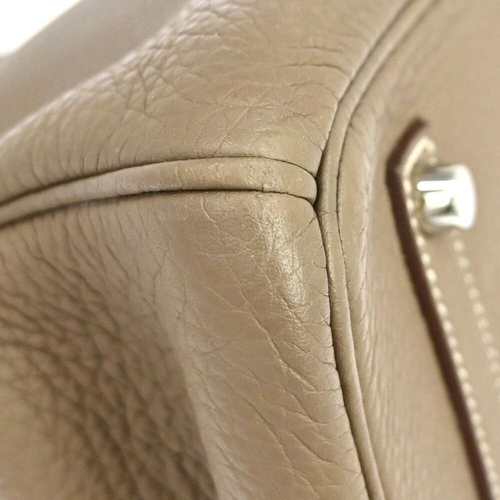 Hermes Birkin Grey Clemence With Palladium Hardware Beige Calfskin Handbag — view 5
