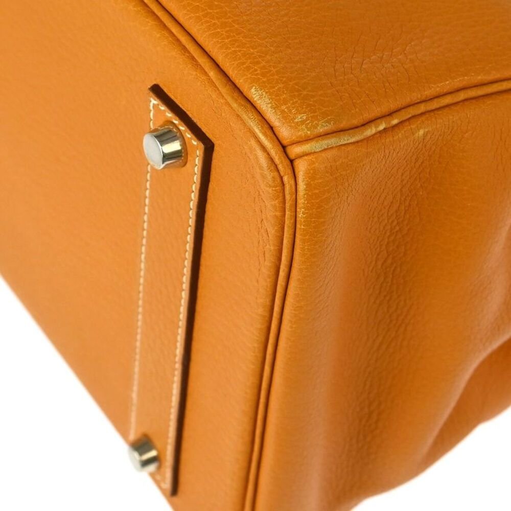 Hermes Birkin Orange Fjord With Palladium Hardware Brown Leather Handbag — view 3