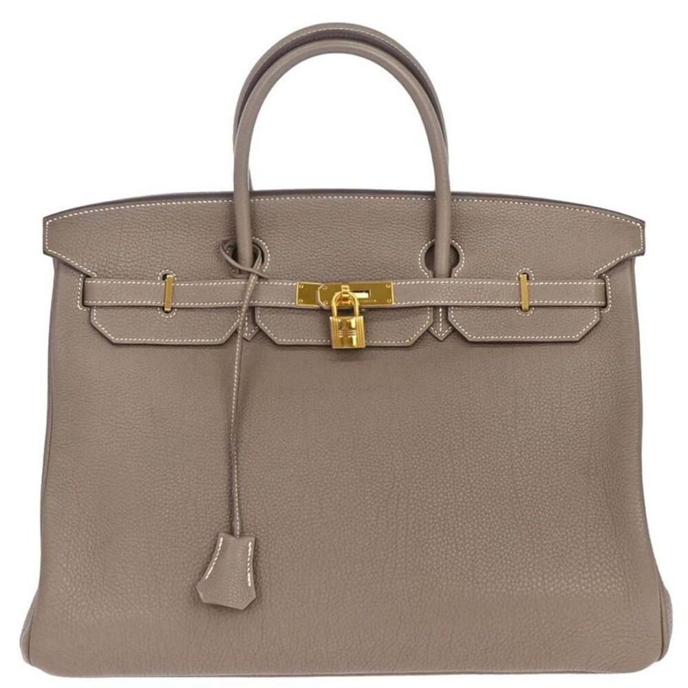 Hermes Birkin Etoupe Togo With Gold Hardware Gray Calfskin Handbag
