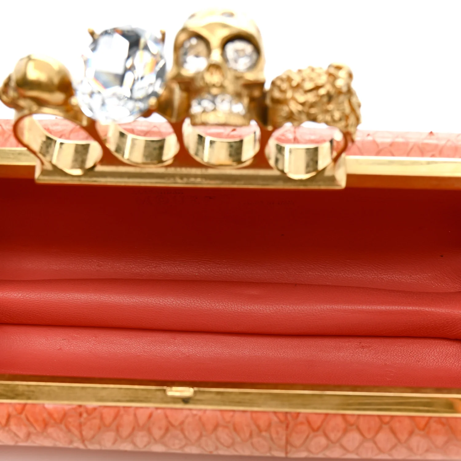 Alexander McQueen Snakeskin Knuckle Box Clutch Orange — view 5