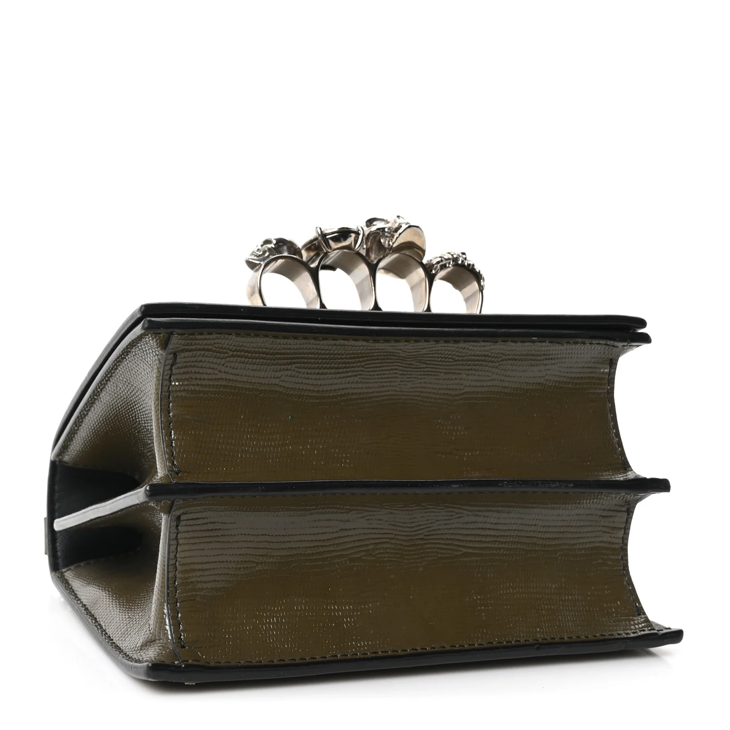 Alexander McQueen Lizard Embossed Calfskin Knuckle Crossbody Khaki — view 4