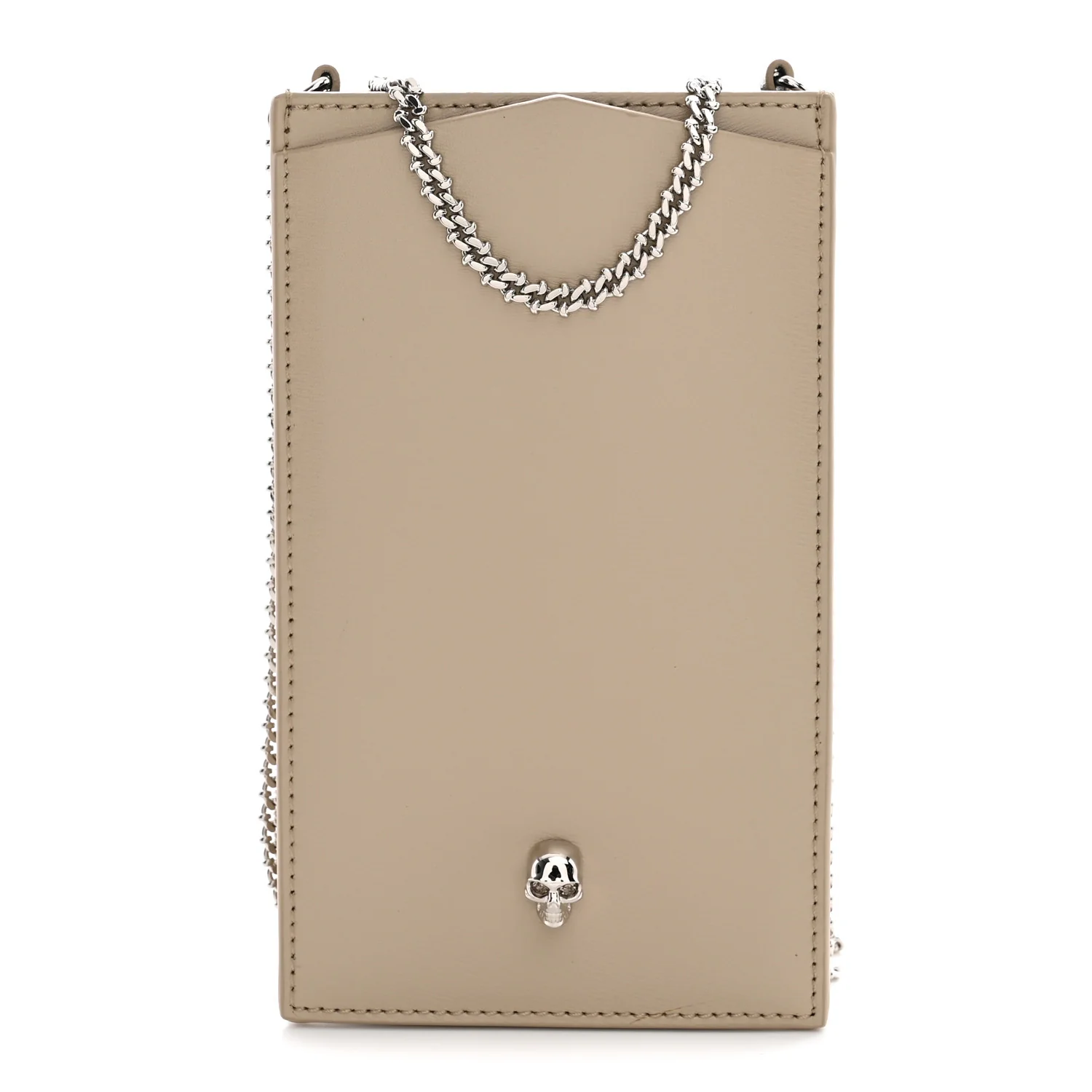 Alexander McQueen Calfskin Chain Phone Case Beige