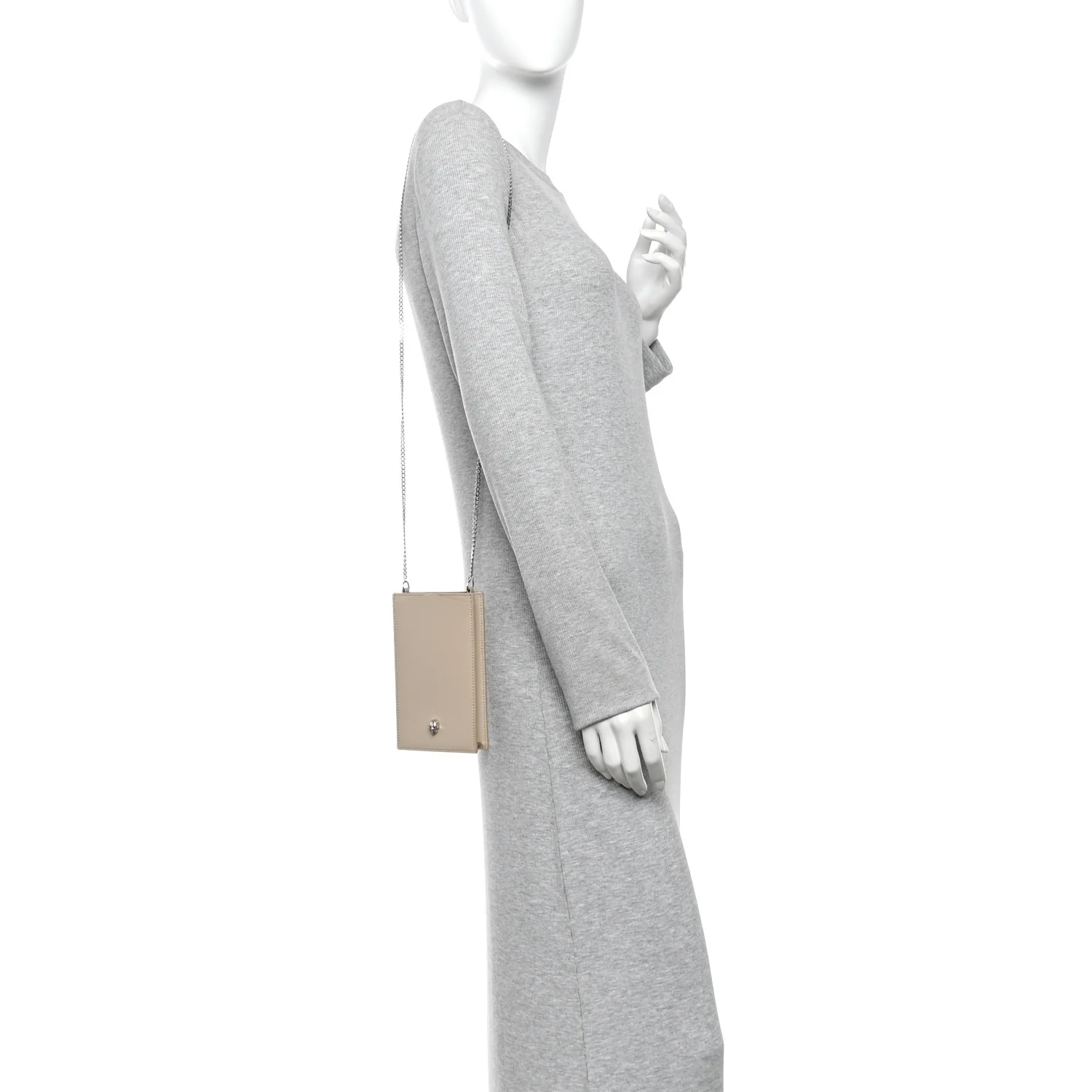 Alexander McQueen Calfskin Chain Phone Case Beige — view 2