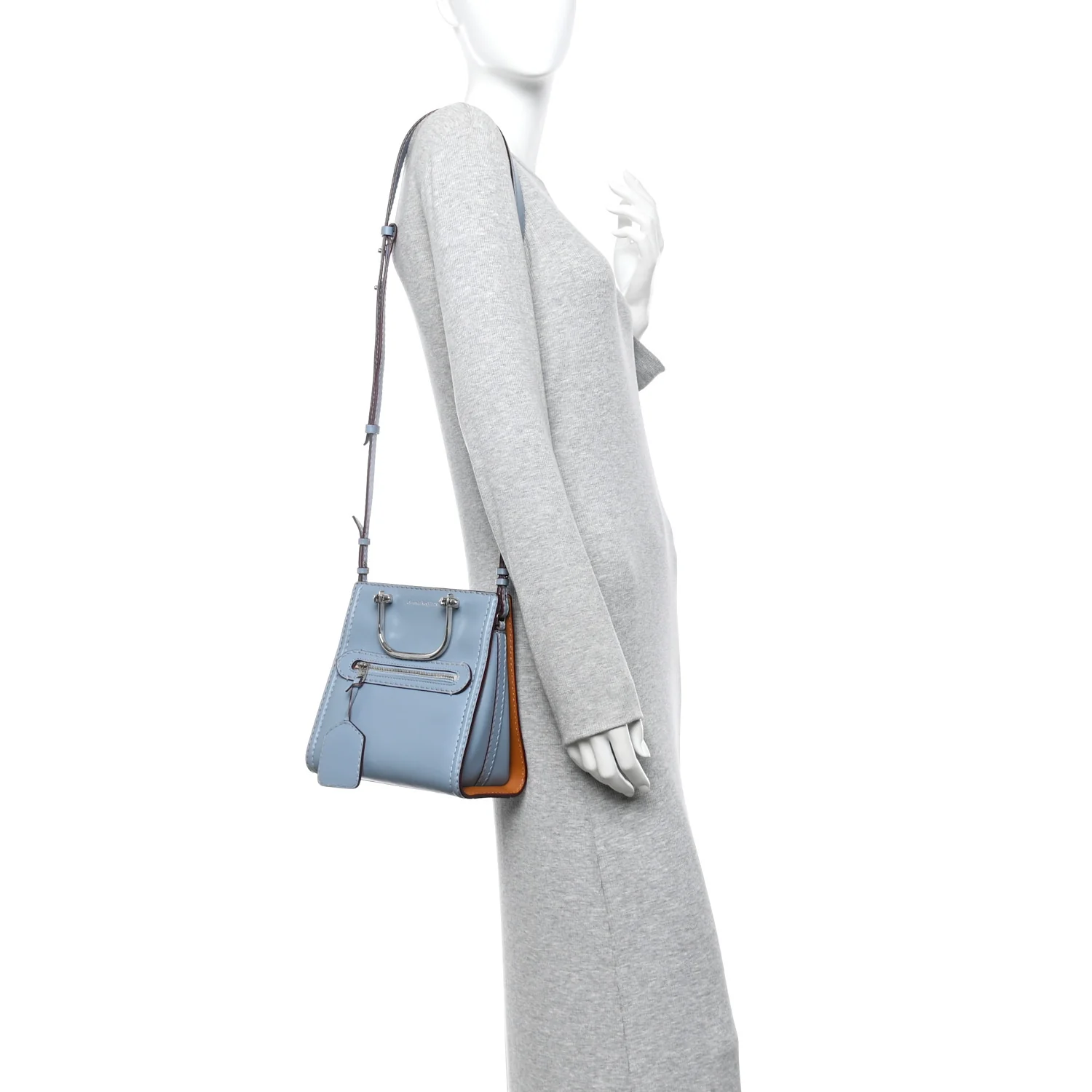 Alexander McQueen Calfskin The Short Story Shoulder Bag Blue Brown — view 2