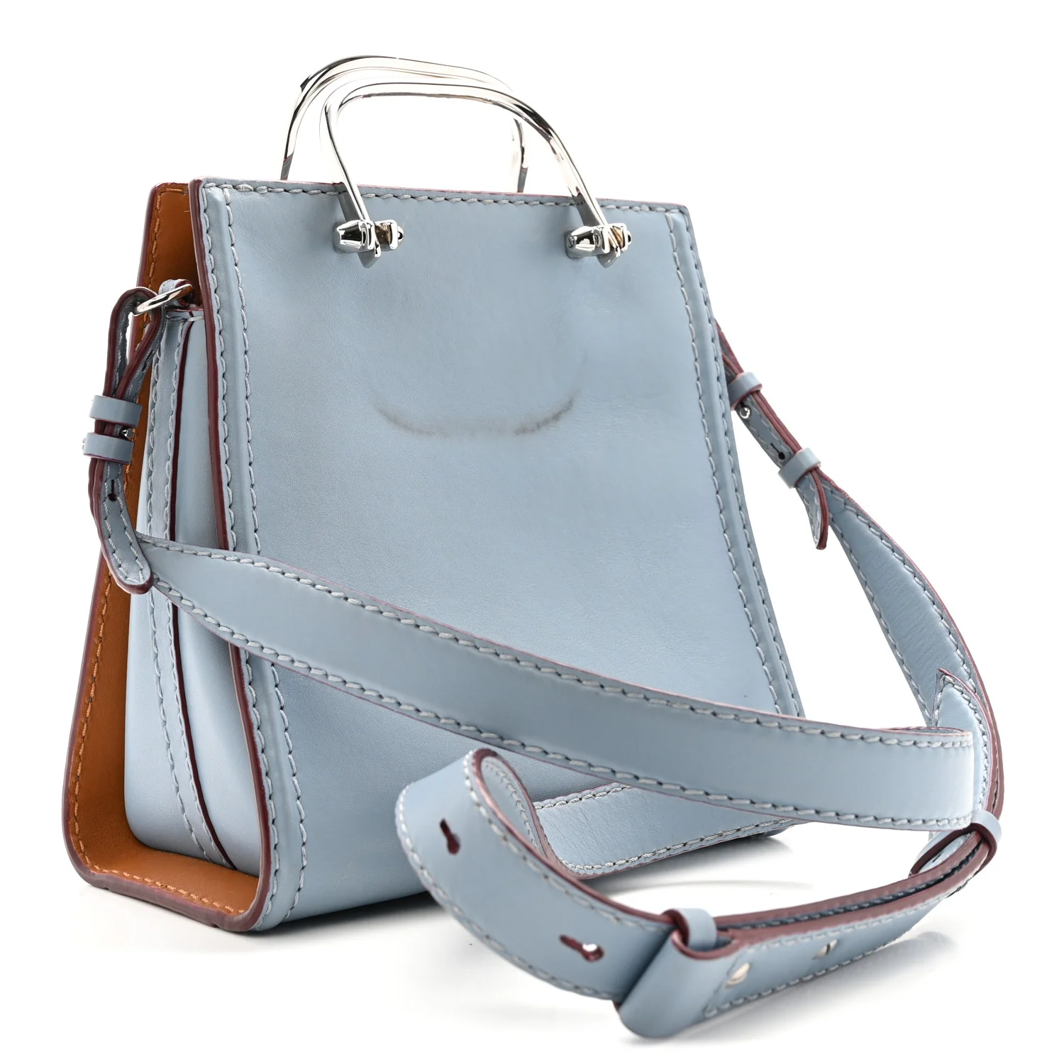 Alexander McQueen Calfskin The Short Story Shoulder Bag Blue Brown — view 3
