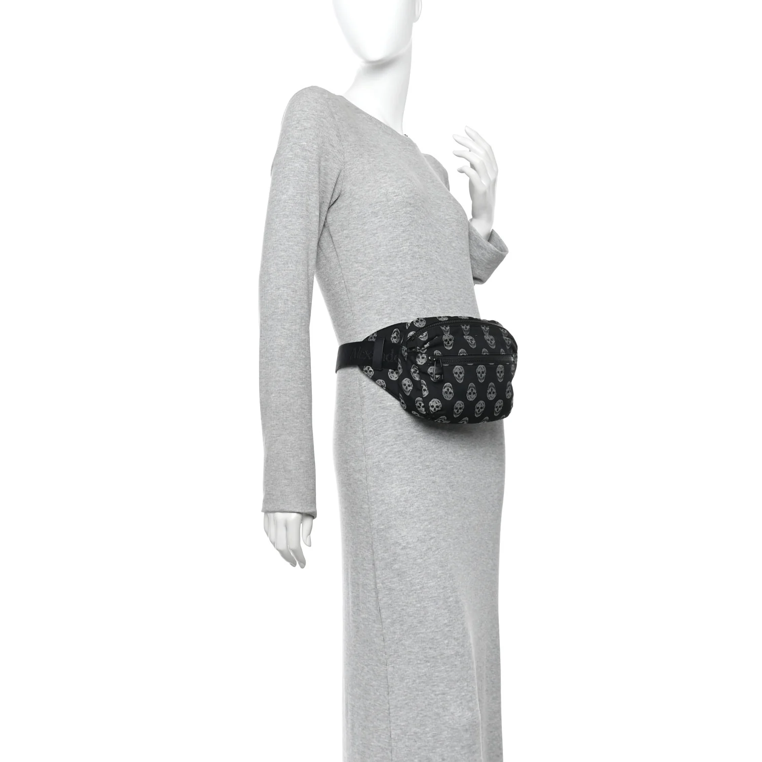 Alexander McQueen Jacquard Skull Belt Bag Black White — view 2