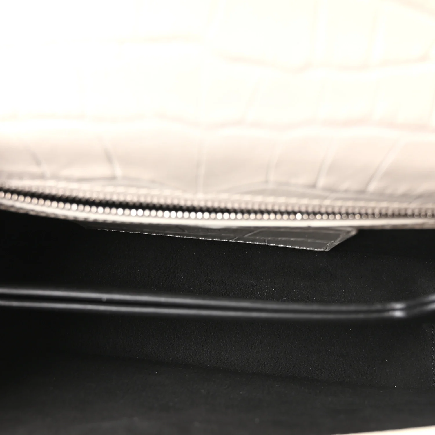 Alexander McQueen Shiny Calfskin Crocodile Embossed Knuckle Jeweled Crossbody White — view 5