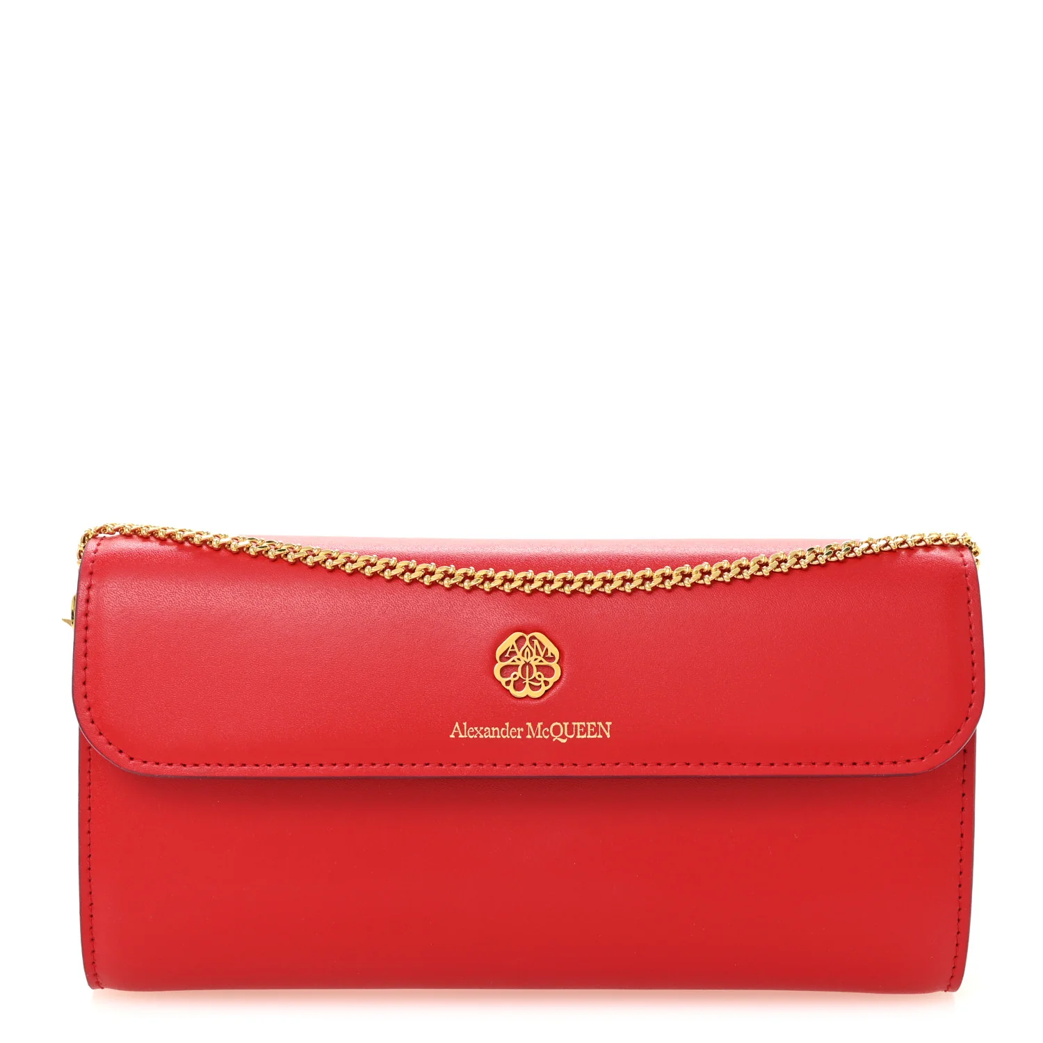 Alexander McQueen Calfskin Wallet on Chain Red — view 2