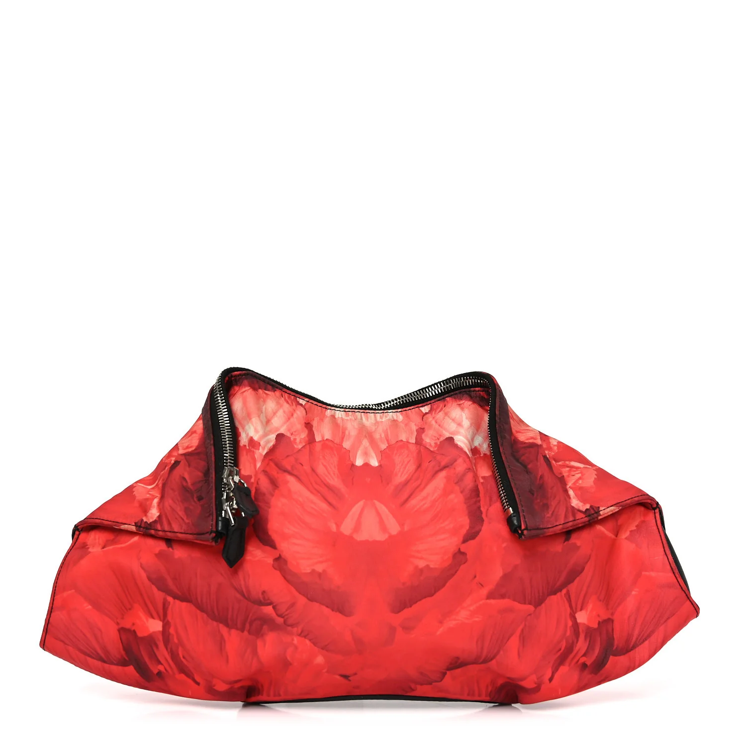Alexander McQueen Silk Floral Print Clutch Red Multicolor