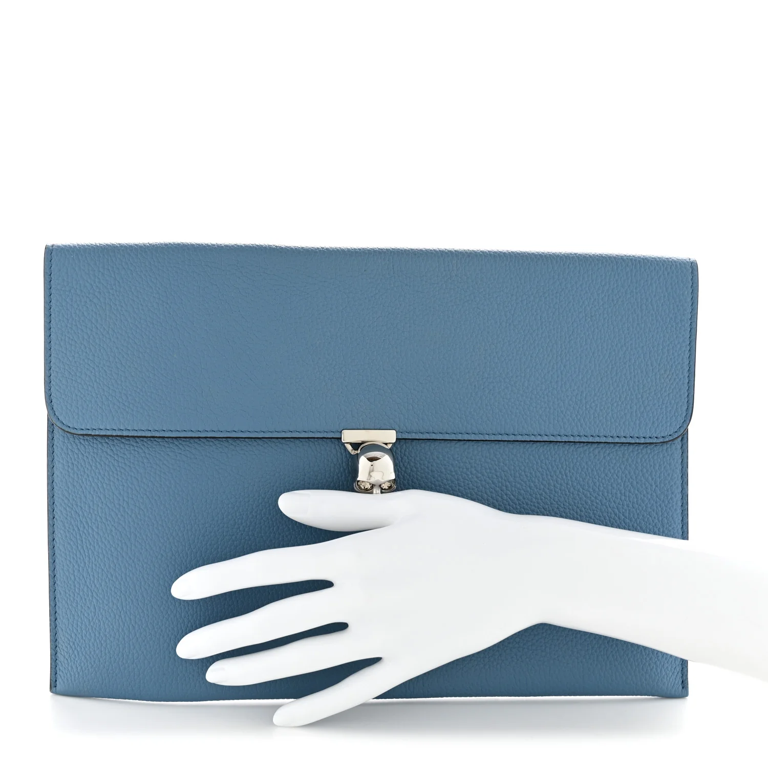 Alexander McQueen Calfskin Skull Envelope Clutch Blue — view 2