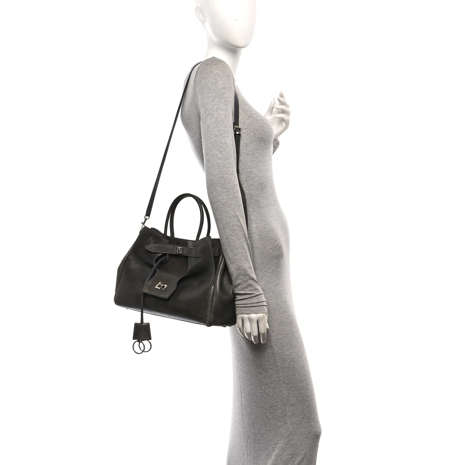 Balenciaga Vegetable Tanned Lambskin Small Bel Air Carry All Bag Grey — view 2