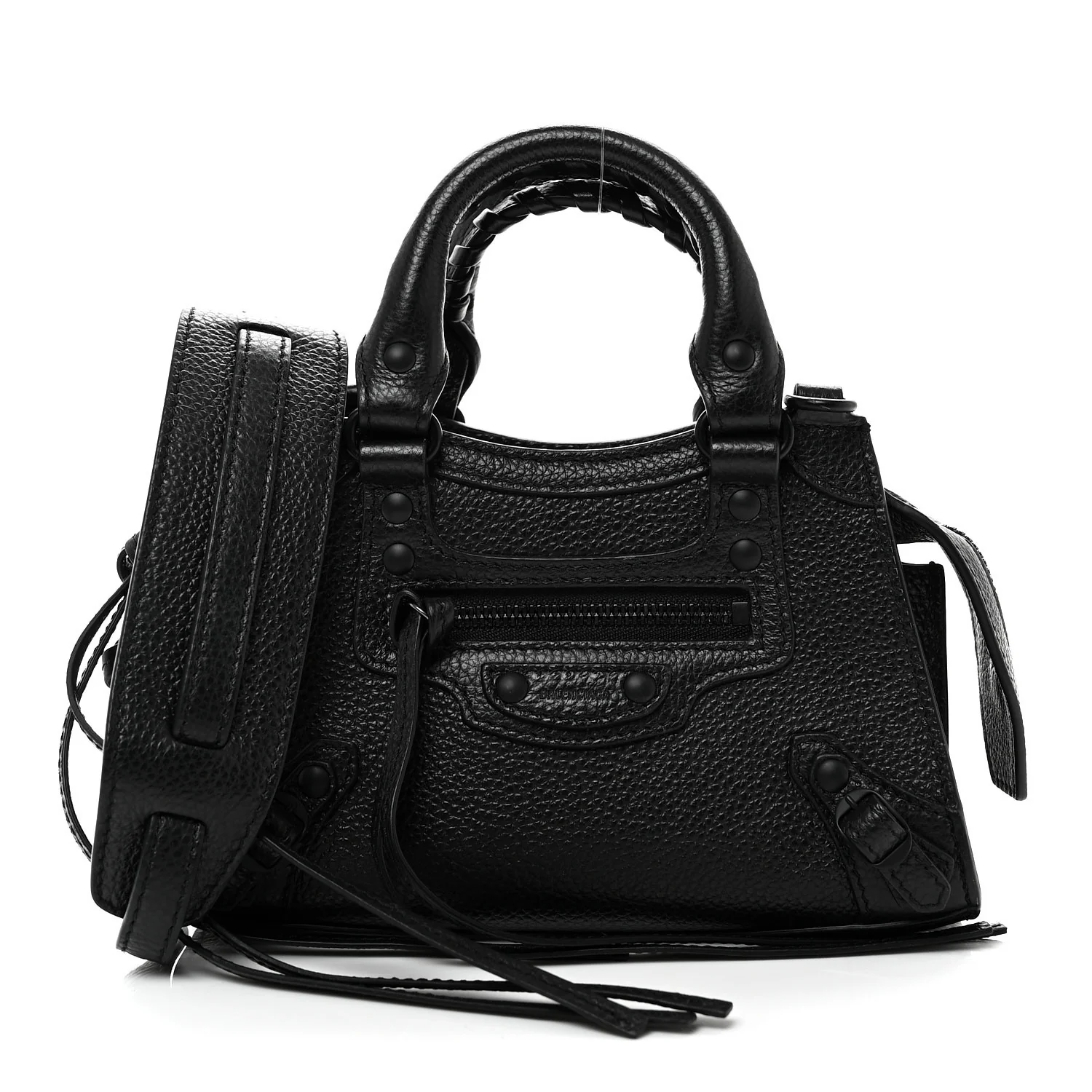 Balenciaga Grained Calfskin Neo Classic Black Hardware Nano City Crossbody Black