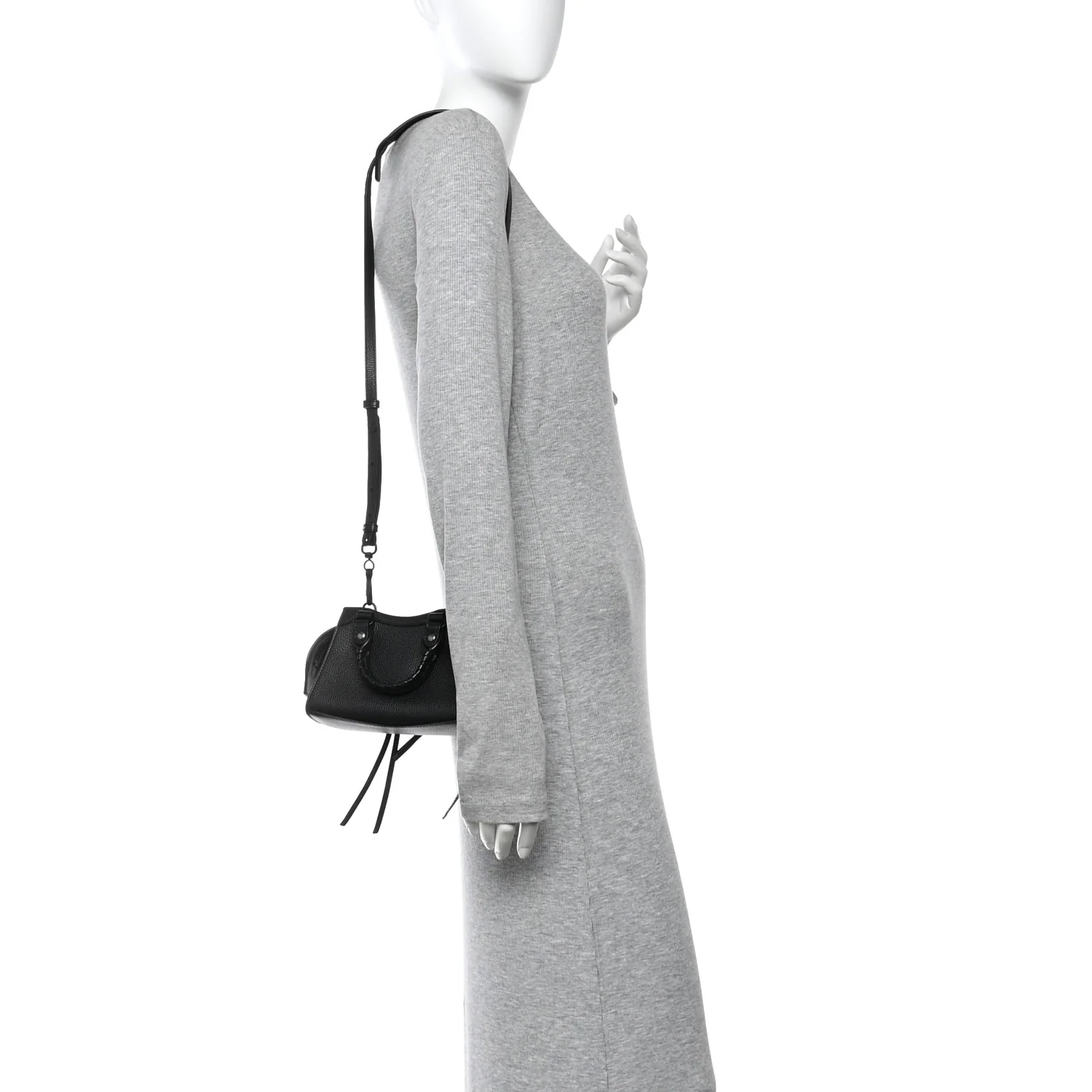 Balenciaga Grained Calfskin Neo Classic Black Hardware Nano City Crossbody Black — view 2