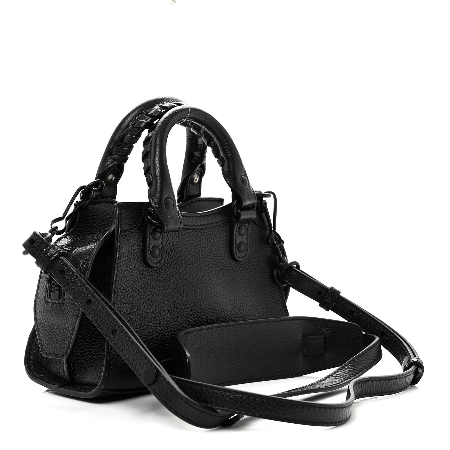 Balenciaga Grained Calfskin Neo Classic Black Hardware Nano City Crossbody Black — view 3
