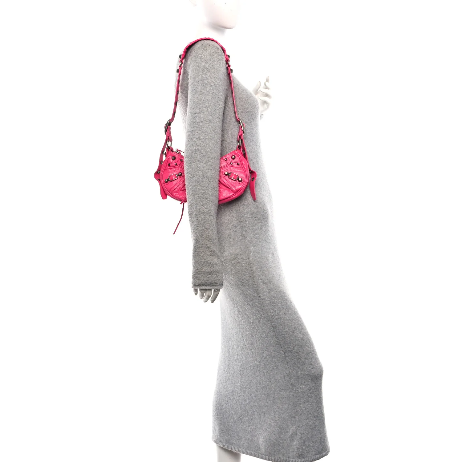 Balenciaga Agneau Arena Le Cagole Shoulder Bag XS Hot Pink — view 2