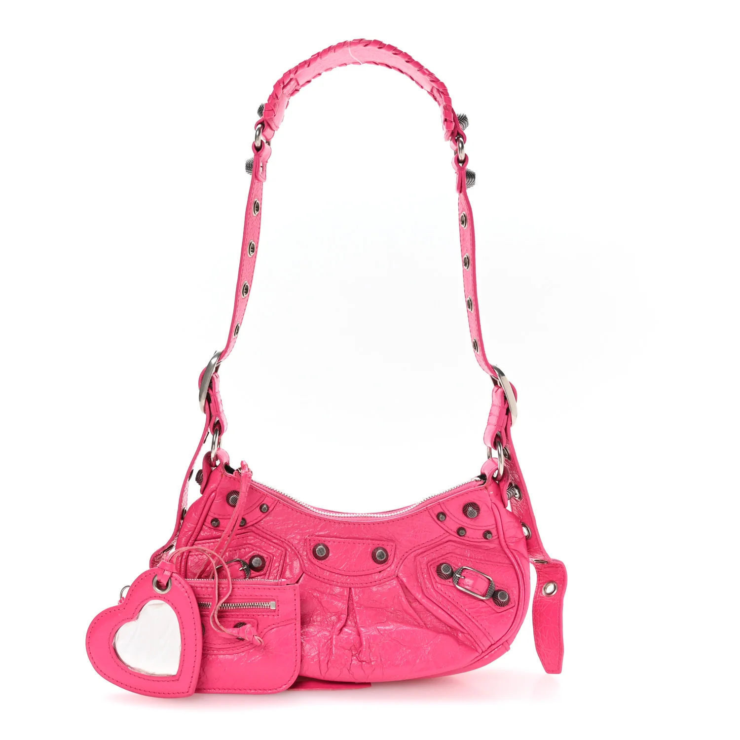 Balenciaga Agneau Arena Le Cagole Shoulder Bag XS Hot Pink — view 3