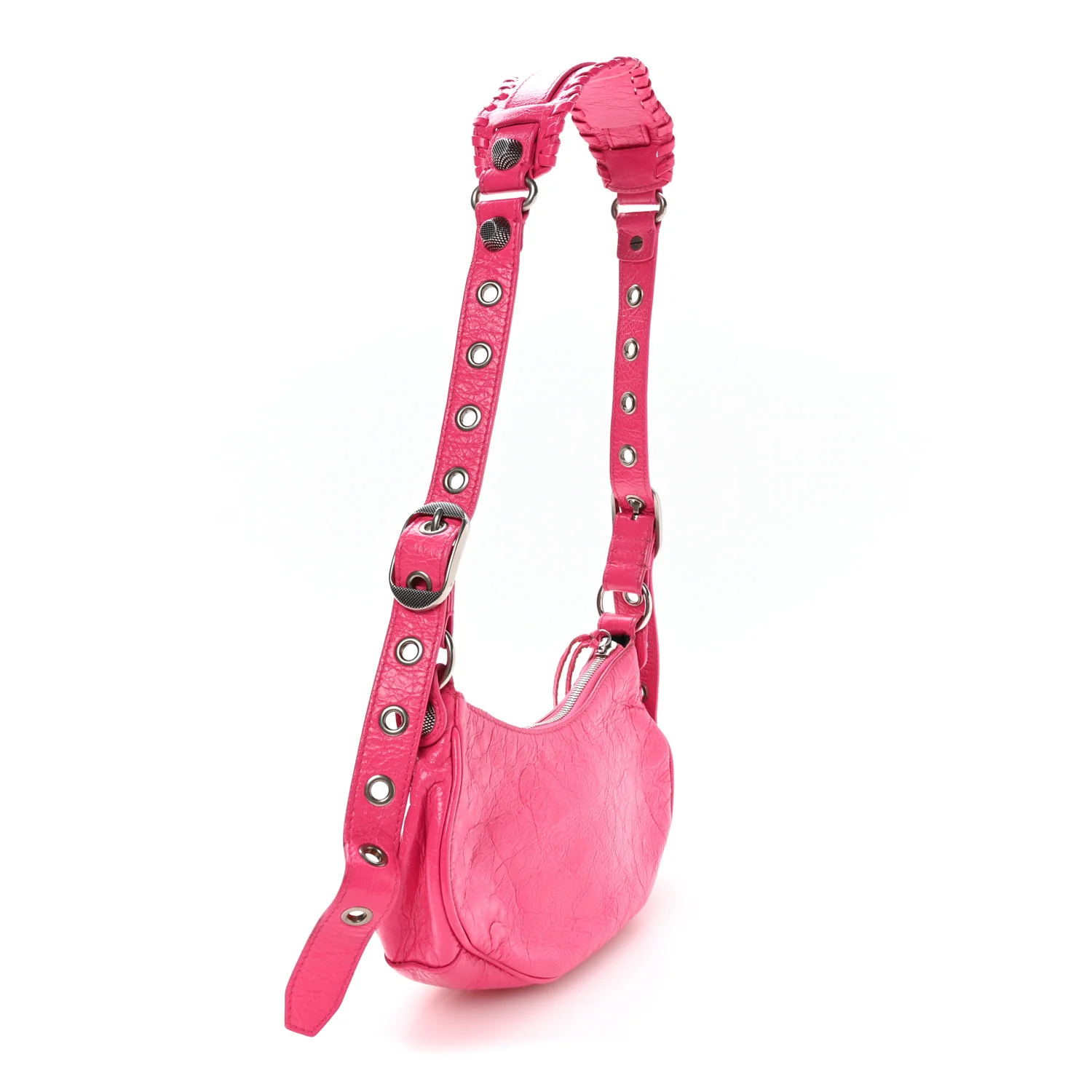 Balenciaga Agneau Arena Le Cagole Shoulder Bag XS Hot Pink — view 4