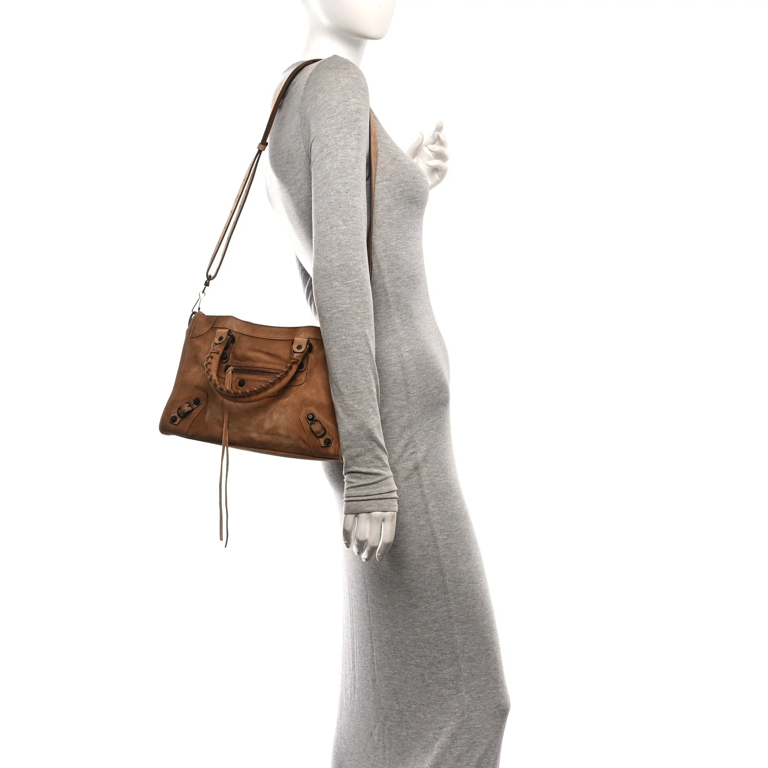 Balenciaga Waxed Suede Calfskin Classic Hardware Small Le City Camel Camel — view 2