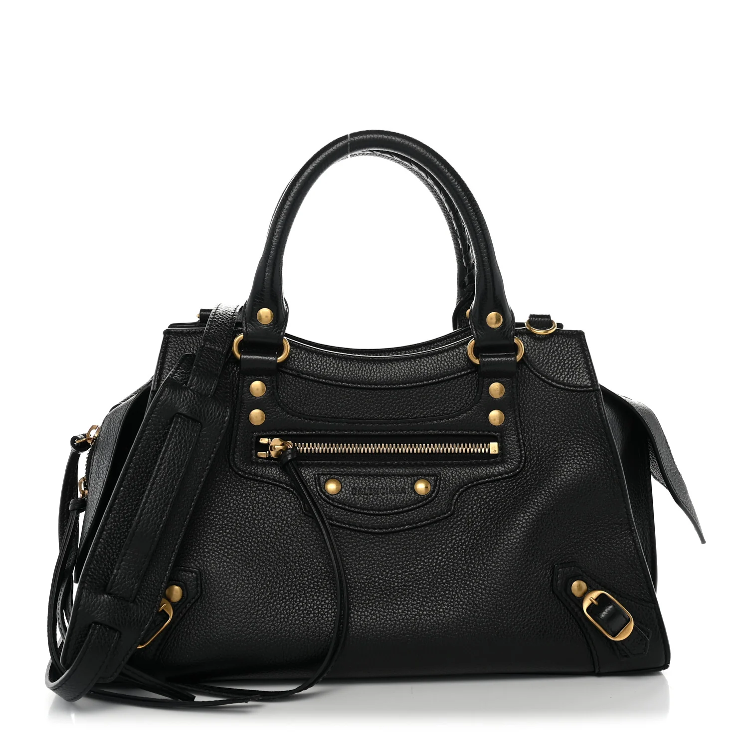 Balenciaga Grained Calfskin Neo Classic Gold Hardware S City Black