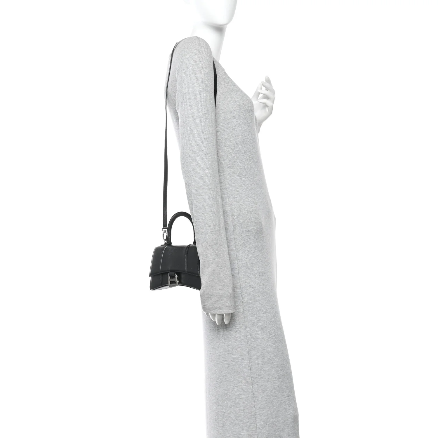 Balenciaga Grained Calfskin Hourglass Top Handle Bag XS Black — view 2