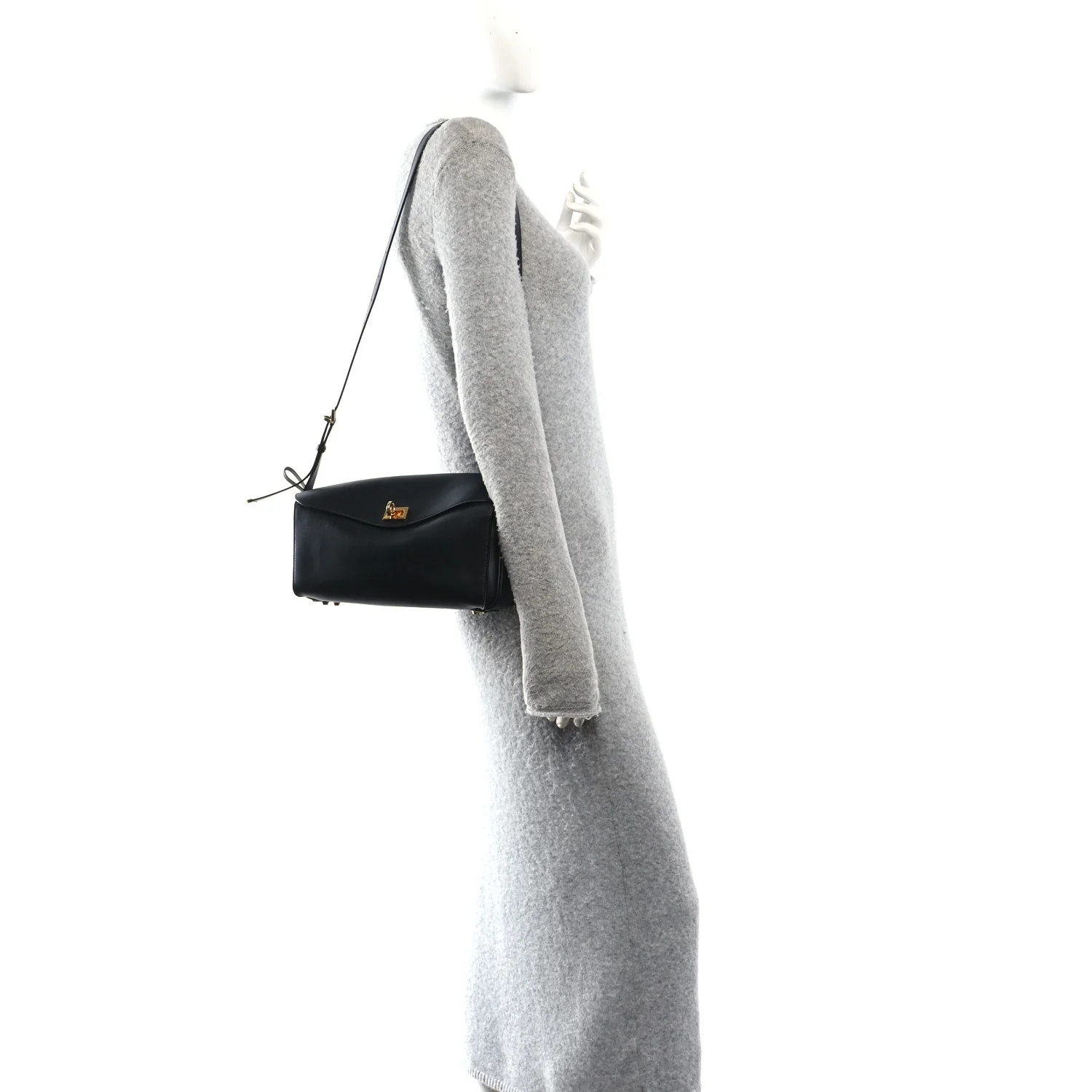 Balenciaga Smooth Calfskin Medium Le 7 Shoulder Bag Black — view 2