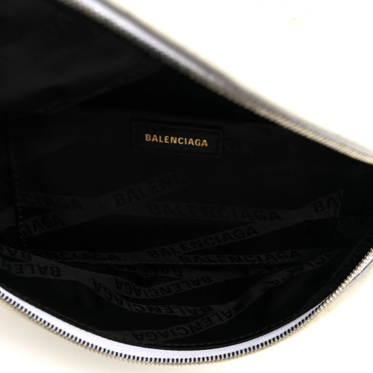 Balenciaga Shiny Goatskin Allover Logo Embossed XXS Souvenir Belt Bag White — view 5