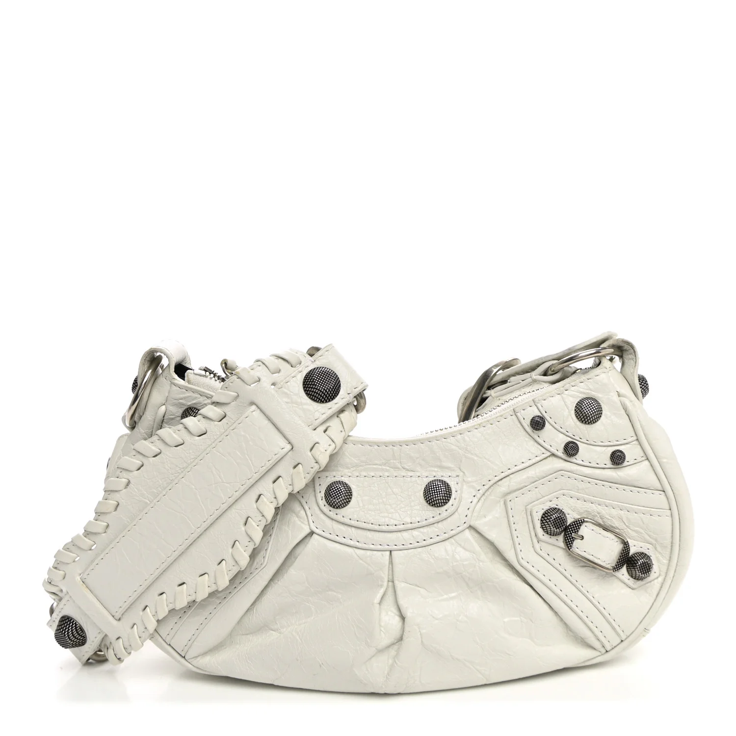 Balenciaga Agneau Arena Le Cagole Shoulder Bag XS Optic White